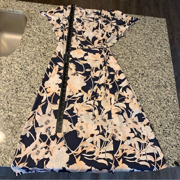Leith Dress M Rehearsal Dinner Floral Midi Wrap Blue - Picture 8 of 12